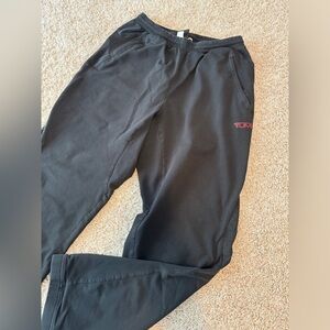 Tumi Mens Drawstring Waist Black Jogger Pants with Red Logo Size L